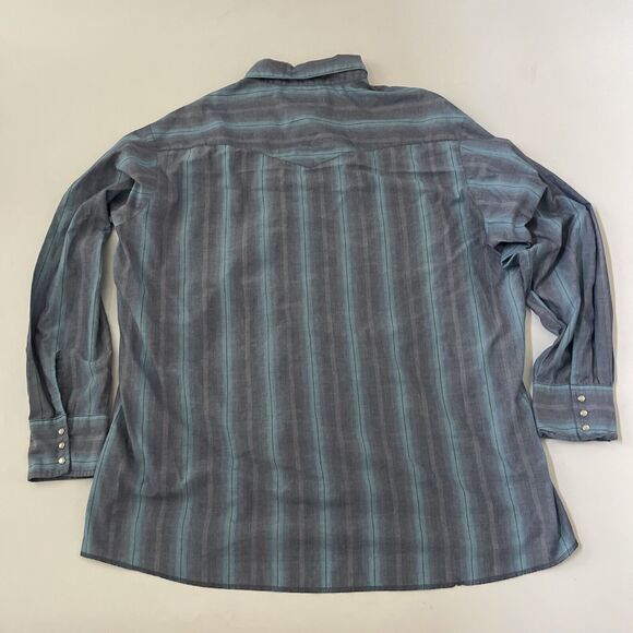 Vintage Wrangler Western Shirt Mens 3XL TALL Striped‎ 90s Pearl Snap Cowboy - Picture 5 of 11